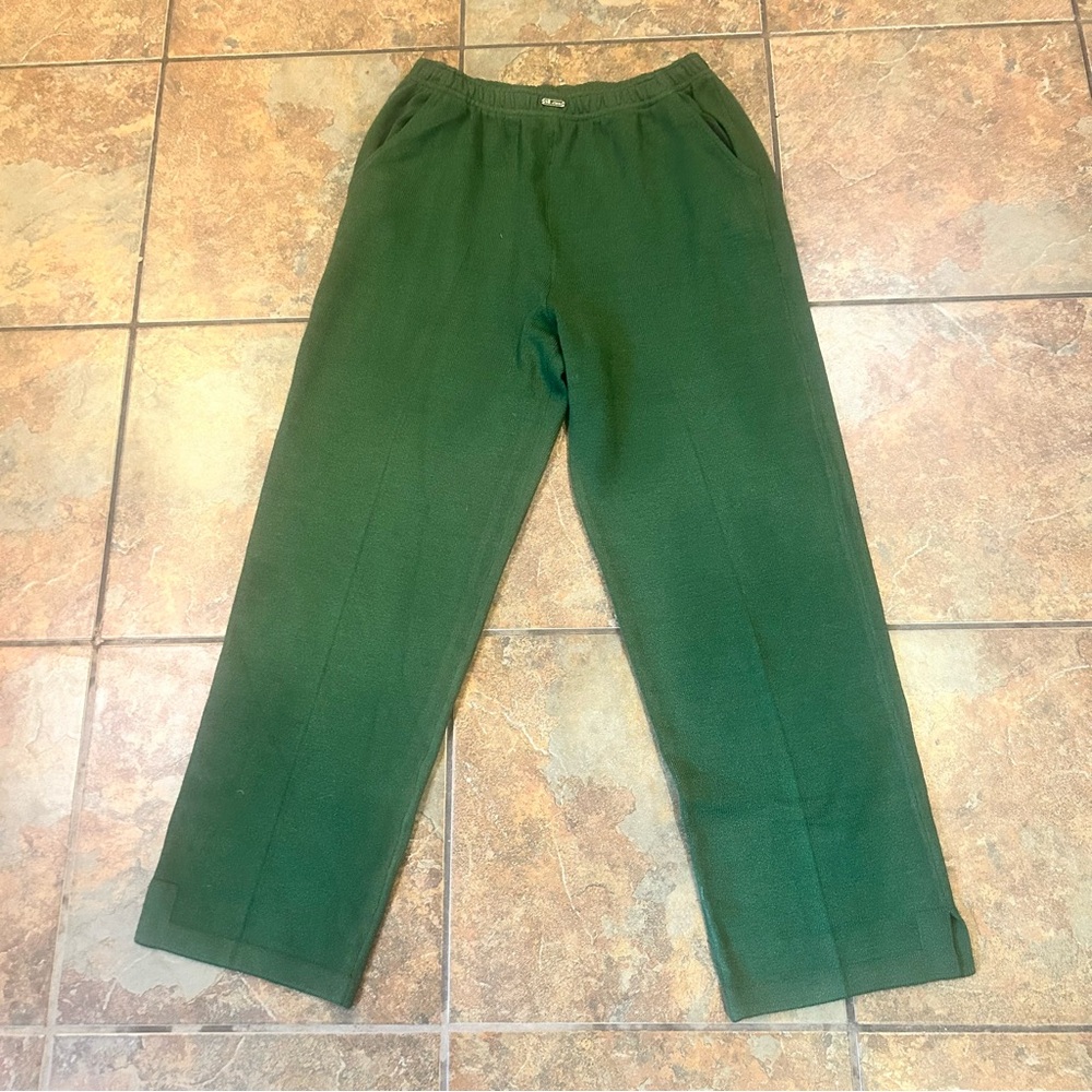 ST JOHN Santana Knit Elastic Waist  Green Pants Quiet Luxury Cosy Fall